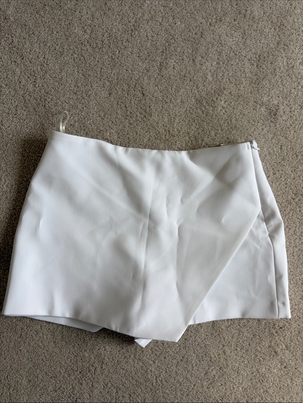 Zara White Asymmetrical Wrap Skort